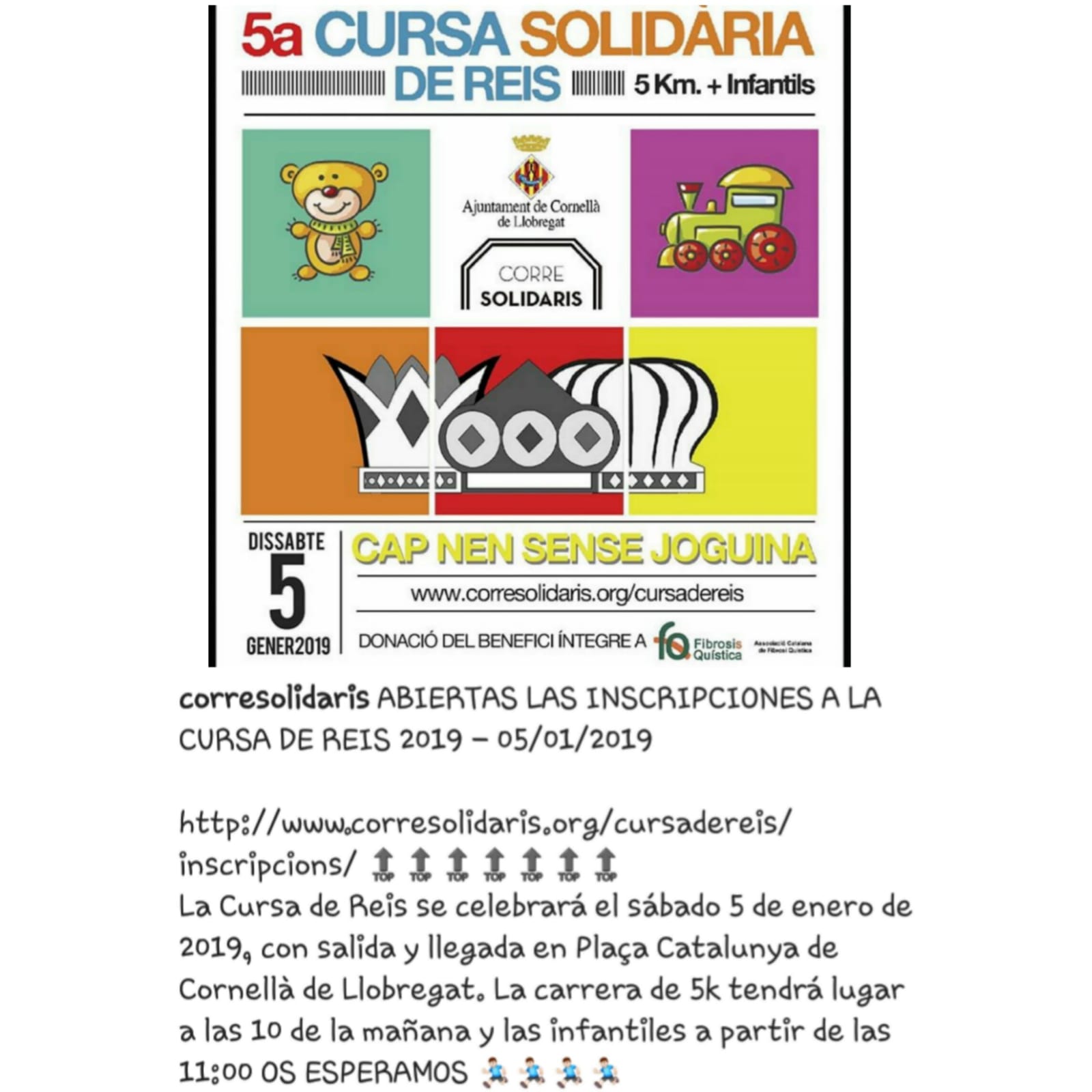 5ª Cursa Solidaria De Reyes Sábado 5 De Enero De 2019