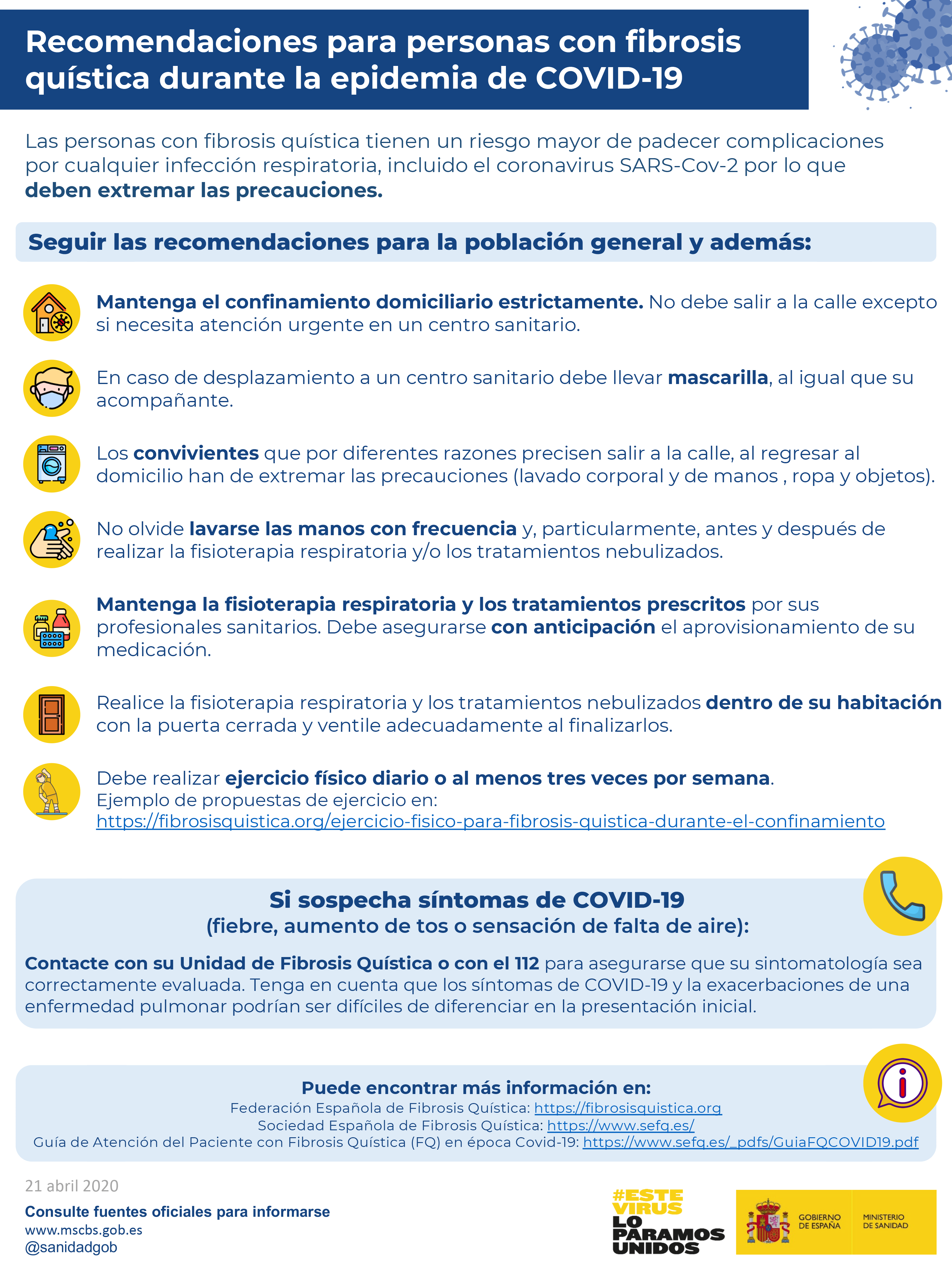 Infografía Del Ministeri De Sanitat Per A La Fibrosi Quística Durant La Pandèmia De COVID-19